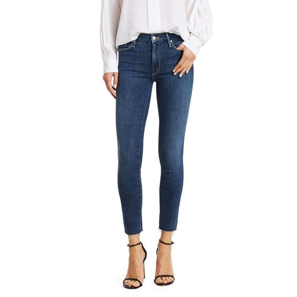 MOTHER HIGH RISE LOOKER ANKLE FRAY